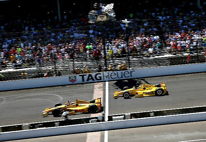It was this close at the finish at Ryan Hunter-Reay edged Helio Castroneves for the win.